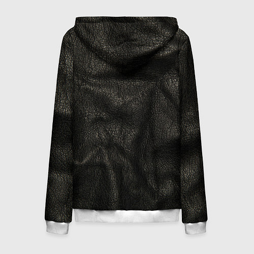 Мужская толстовка на молнии Черная кожа / 3D-Белый – фото 2