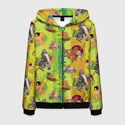 Толстовка 3D на молнии мужская Jungle Book pattarn, цвет: 3D-черный