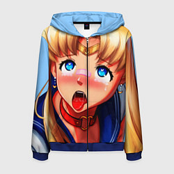 Толстовка 3D на молнии мужская SAILOR MOON AHEGAO, цвет: 3D-синий