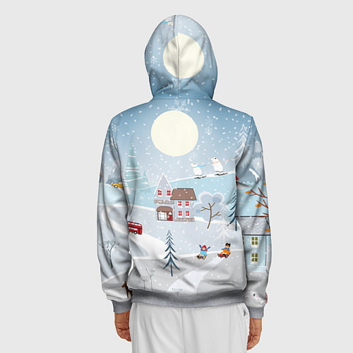 Мужская толстовка на молнии Зимний дворик / 3D-Меланж – фото 4