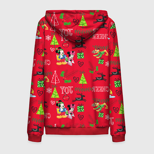 Мужская толстовка на молнии Mickey & Minnie pattern / 3D-Красный – фото 2