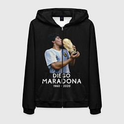 Толстовка 3D на молнии мужская Diego Maradona, цвет: 3D-черный