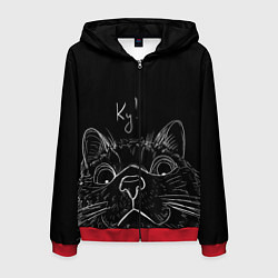 Толстовка 3D на молнии мужская Говорящий кот, цвет: 3D-красный