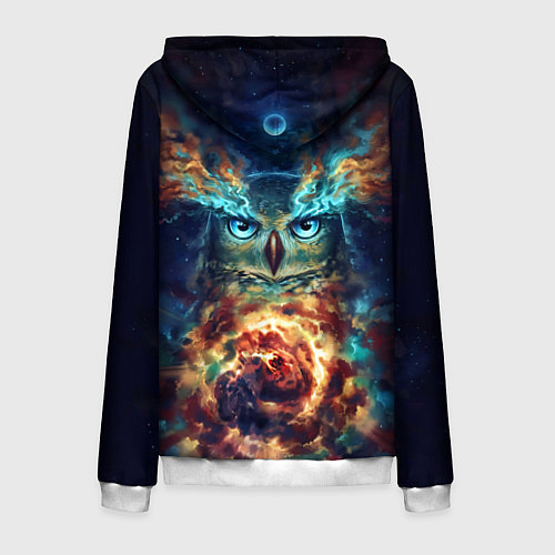 Мужская толстовка на молнии Сова Космос / 3D-Белый – фото 2