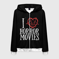 Толстовка 3D на молнии мужская I Love Horror Movies, цвет: 3D-белый