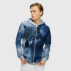 Толстовка 3D на молнии мужская Красивый волк, цвет: 3D-меланж — фото 2