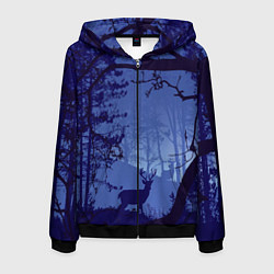 Толстовка 3D на молнии мужская ЛЕС, цвет: 3D-черный
