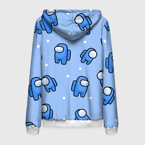 Мужская толстовка на молнии Among Us - Синий цвет / 3D-Белый – фото 2