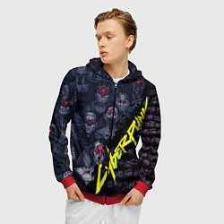 Толстовка 3D на молнии мужская Cyberpunk 2077, цвет: 3D-красный — фото 2