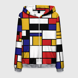 Толстовка 3D на молнии мужская Color blocking, цвет: 3D-меланж