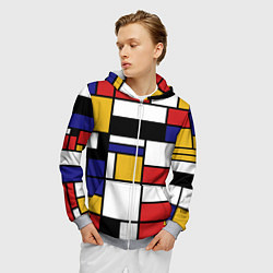 Толстовка 3D на молнии мужская Color blocking, цвет: 3D-меланж — фото 2