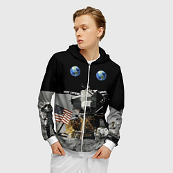 Толстовка 3D на молнии мужская Высадка На Луну, цвет: 3D-белый — фото 2