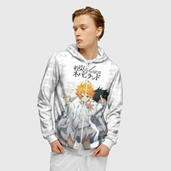 Толстовка 3D на молнии мужская Персонажи Обещанный Неверленд, цвет: 3D-белый — фото 2
