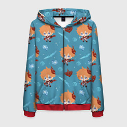 Толстовка 3D на молнии мужская Чиби Чайльд, цвет: 3D-красный