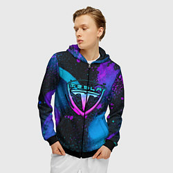 Толстовка 3D на молнии мужская TESLA NEON, цвет: 3D-черный — фото 2