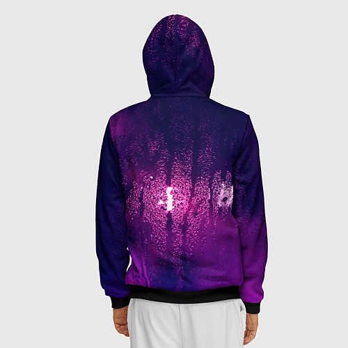 Мужская толстовка на молнии Стекло дождь фиолетовый / 3D-Черный – фото 4