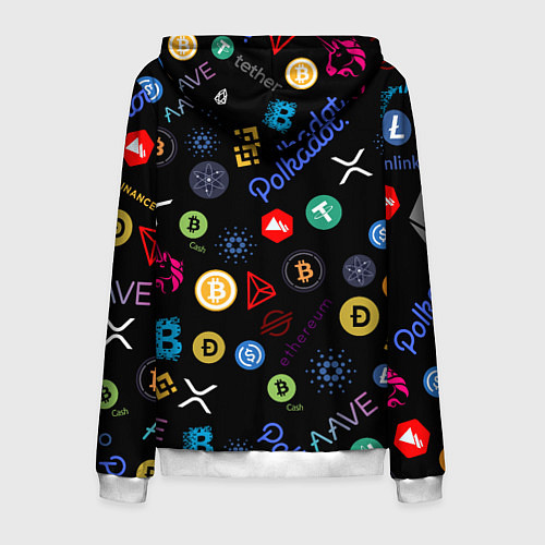 Мужская толстовка на молнии ЛОГОТИПЫ КРИПТОВАЛЮТ Z / 3D-Белый – фото 2