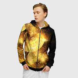 Толстовка 3D на молнии мужская БИТКОИН ЗОЛОТО BITCOIN GOLD, цвет: 3D-черный — фото 2