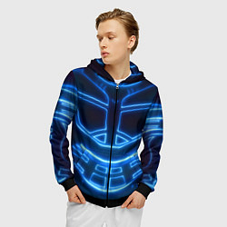 Толстовка 3D на молнии мужская Неоновая броня Neon Armor, цвет: 3D-черный — фото 2