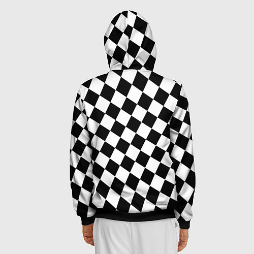 Мужская толстовка на молнии Шахматы / 3D-Черный – фото 4
