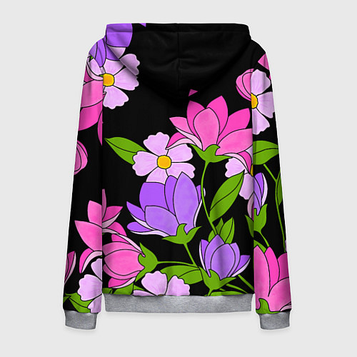 Мужская толстовка на молнии Ночные цветы / 3D-Меланж – фото 2