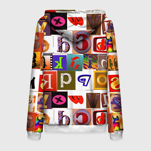 Мужская толстовка на молнии Английские буквы 2 / 3D-Белый – фото 2