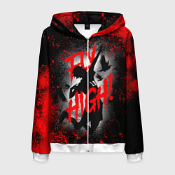 Толстовка 3D на молнии мужская FLY HIGH ВОЛЕЙБОЛ!!, цвет: 3D-белый