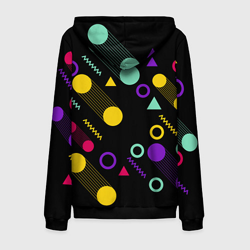 Мужская толстовка на молнии Круги и Треугольники / 3D-Черный – фото 2