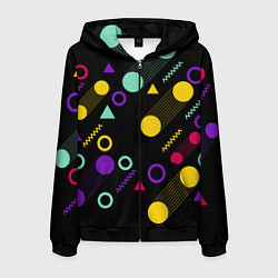 Толстовка 3D на молнии мужская Круги и Треугольники, цвет: 3D-черный