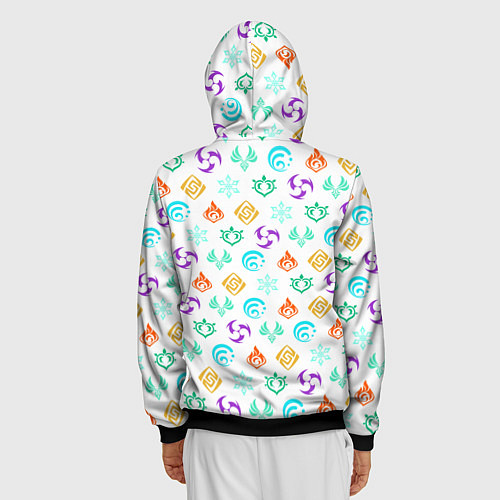 Мужская толстовка на молнии GENSHIN IMPACT ЭМБЛЕМЫ / 3D-Черный – фото 4