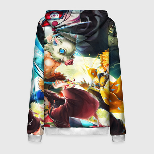 Мужская толстовка на молнии КЛИНОК РАССЕКАЮЩИЙ ДЕМОНОВ ПЕРСОНАЖИ / 3D-Белый – фото 2