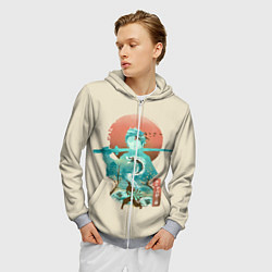 Толстовка 3D на молнии мужская Demon Slayer Tanjiro, цвет: 3D-меланж — фото 2