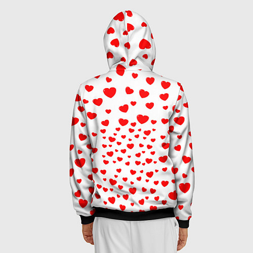 Мужская толстовка на молнии Енот в сердечках / 3D-Черный – фото 4