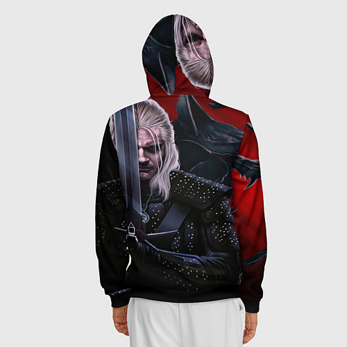 Мужская толстовка на молнии Ведьмак Геральт / 3D-Черный – фото 4