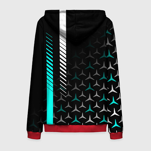 Мужская толстовка на молнии МЕРСЕДЕС AQUA BLACK GRADIENT / 3D-Красный – фото 2