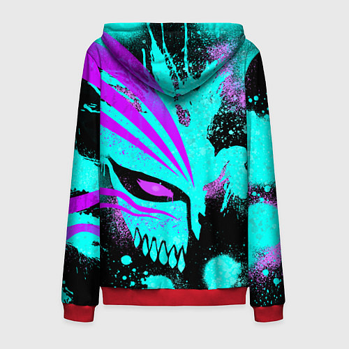 Мужская толстовка на молнии БЛИЧ МАСКА ПУСТОГО НЕОН / 3D-Красный – фото 2