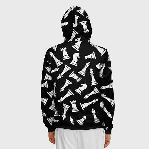 Мужская толстовка на молнии Фигуры, Шахматы / 3D-Черный – фото 4