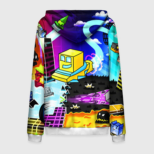Мужская толстовка на молнии Geometry Dash: Art / 3D-Белый – фото 2