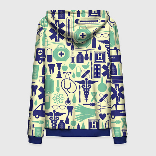 Мужская толстовка на молнии Медицина Паттерн Z / 3D-Синий – фото 2
