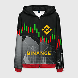 Толстовка 3D на молнии мужская BINANCE БИНАНС ГРАФИК, цвет: 3D-красный