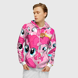 Толстовка 3D на молнии мужская Pinkie Pie pattern, цвет: 3D-белый — фото 2