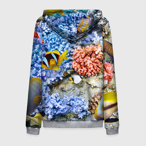 Мужская толстовка на молнии Морской мир / 3D-Меланж – фото 2