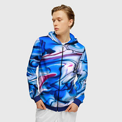 Толстовка 3D на молнии мужская ТАЙ ДАЙ ОКЕАН ЧЕРНИЛ, цвет: 3D-синий — фото 2