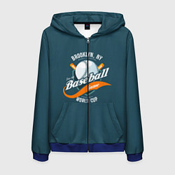 Толстовка 3D на молнии мужская Бейсбол, цвет: 3D-синий