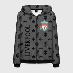 Толстовка 3D на молнии мужская LIVERPOOL ЛИВЕРПУЛЬ LV, цвет: 3D-черный