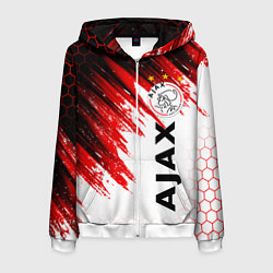 Толстовка 3D на молнии мужская FC AJAX AMSTERDAM ФК АЯКС, цвет: 3D-белый
