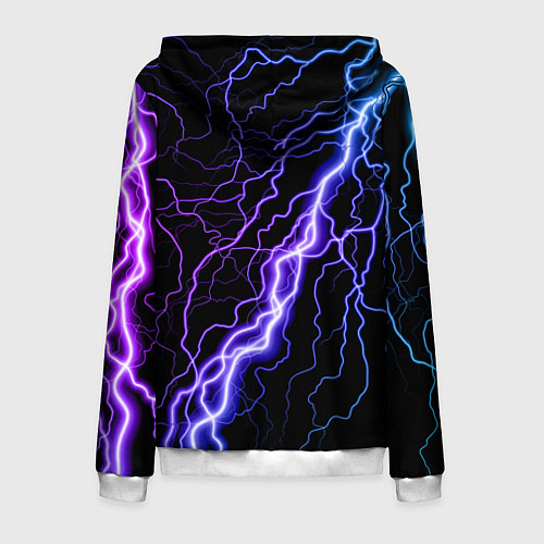 Мужская толстовка на молнии НЕОНОВАЯ МОЛНИЯ ГРОЗА / 3D-Белый – фото 2