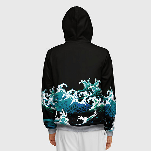 Мужская толстовка на молнии Корабль на Волнах Кракен / 3D-Меланж – фото 4