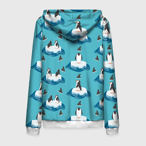 Мужская толстовка на молнии Пингвины / 3D-Белый – фото 2