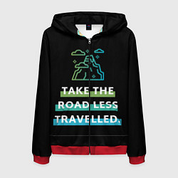 Толстовка 3D на молнии мужская ИДИ ПО НЕИЗВЕДАННОМУ ПУТИ, цвет: 3D-красный